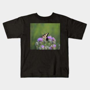 Yellow Swallowtail on Thistle 2 Kids T-Shirt